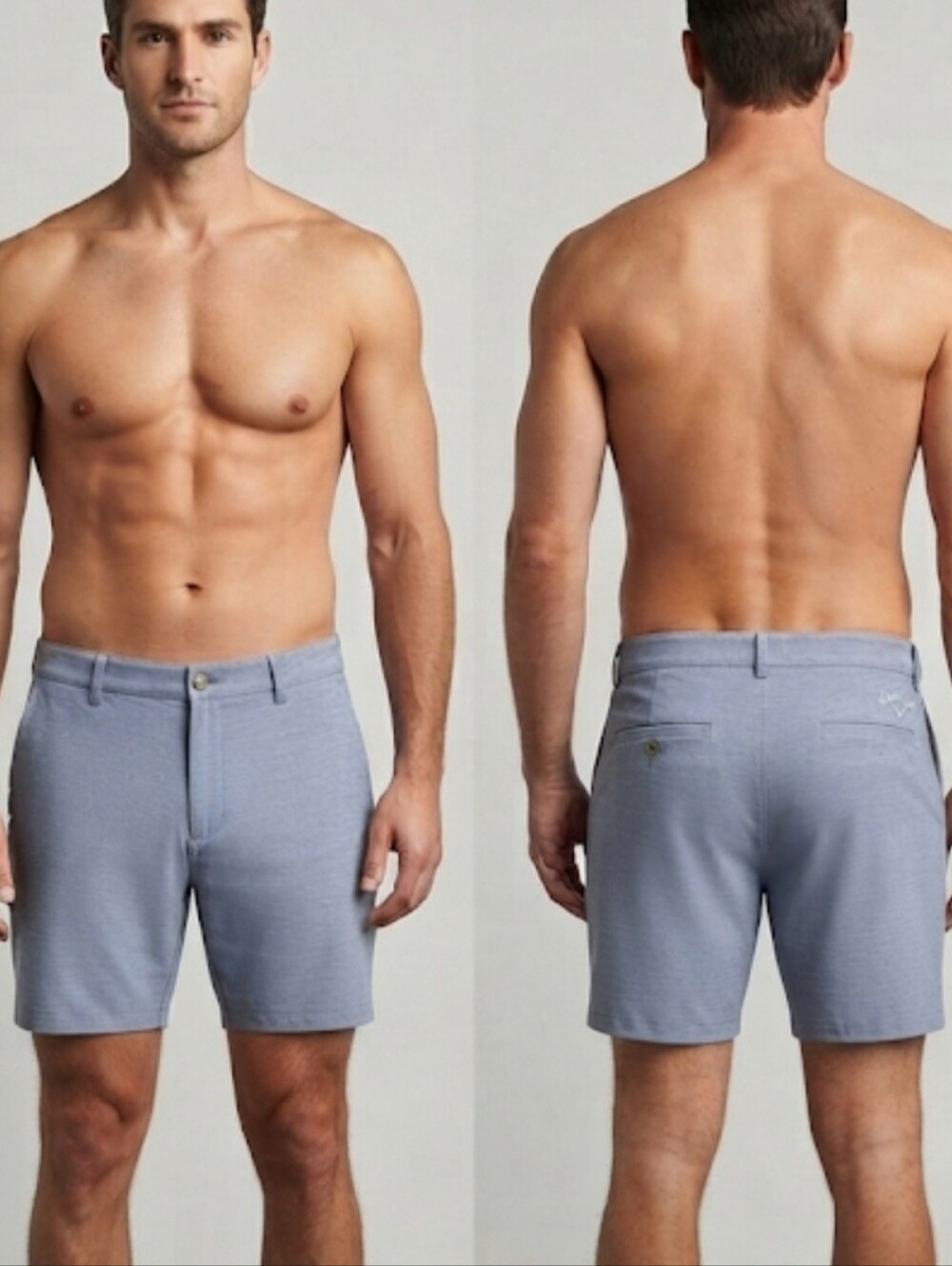 Callaway Men's Classic 9" Flat Front Golf Shorts Light Blue Heathered Size 36